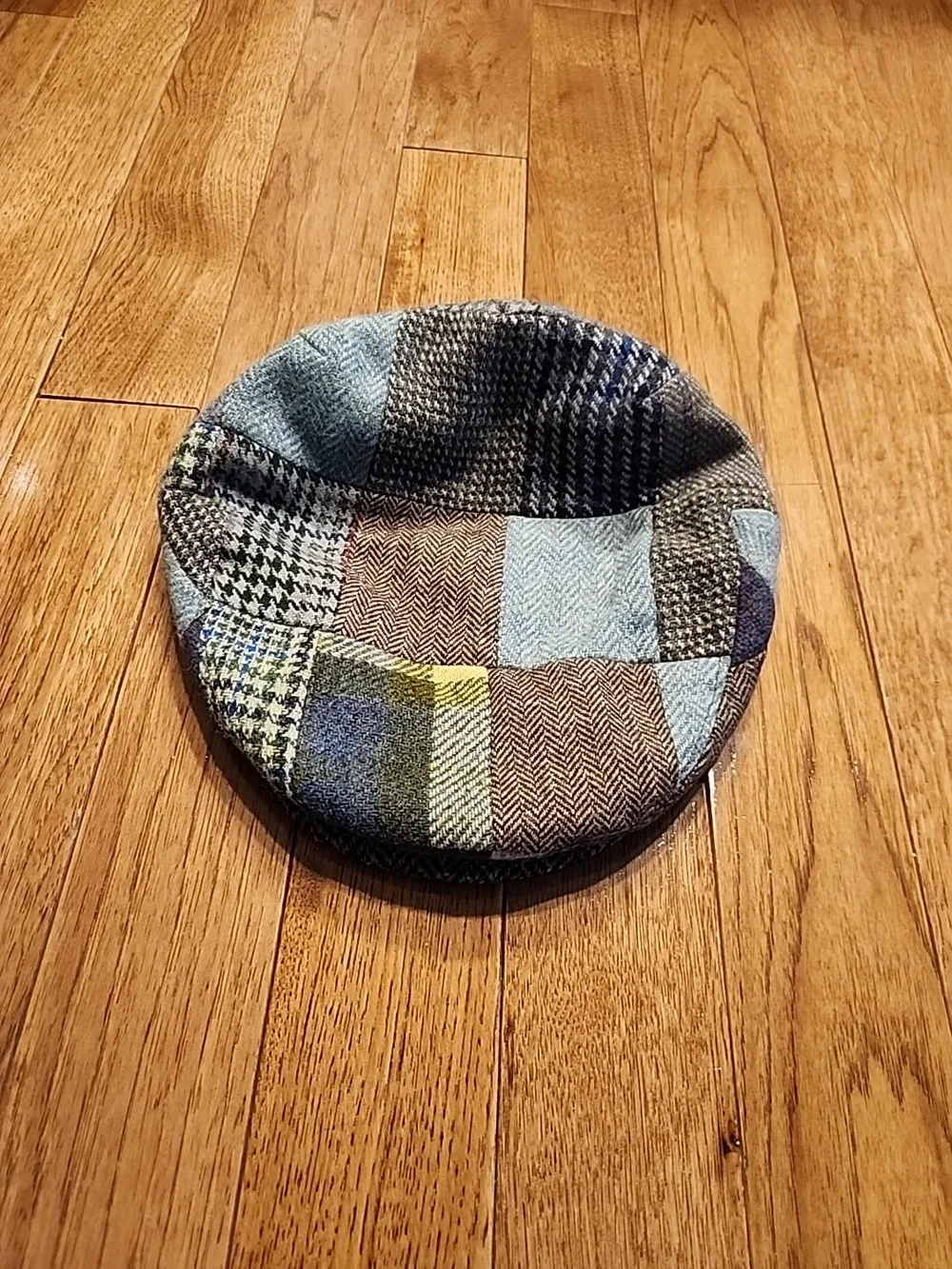 Vintage Jonathan Richard Old Bushmills Patchwork Wool Newsboy Cap M 58 Ireland